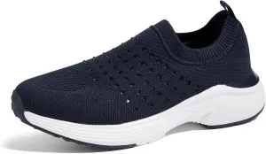 LUCKY STEP Women's Rhinestone Walking Shoes Lightweight Breathable Mesh Trainers Casual Slip On Sparkly Sneakers