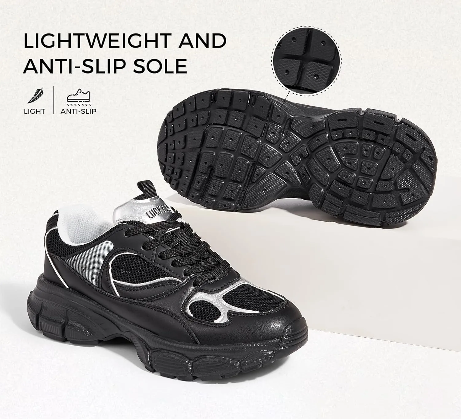 LUCKY STEP Women's Running Shoe Platform Chunky Walking Sneakers Breathable Mesh Comfy Lightweight Fashion Casual Tennis Dad Shoes
