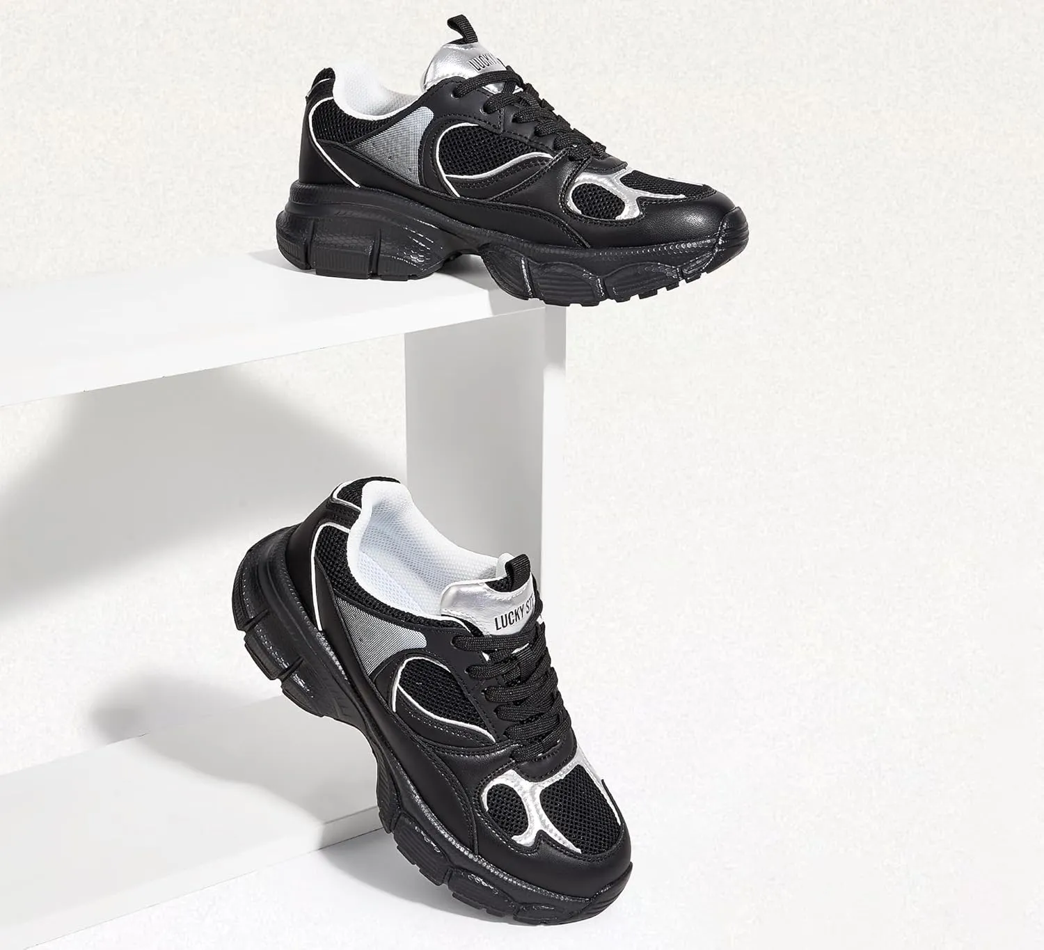 LUCKY STEP Women's Running Shoe Platform Chunky Walking Sneakers Breathable Mesh Comfy Lightweight Fashion Casual Tennis Dad Shoes