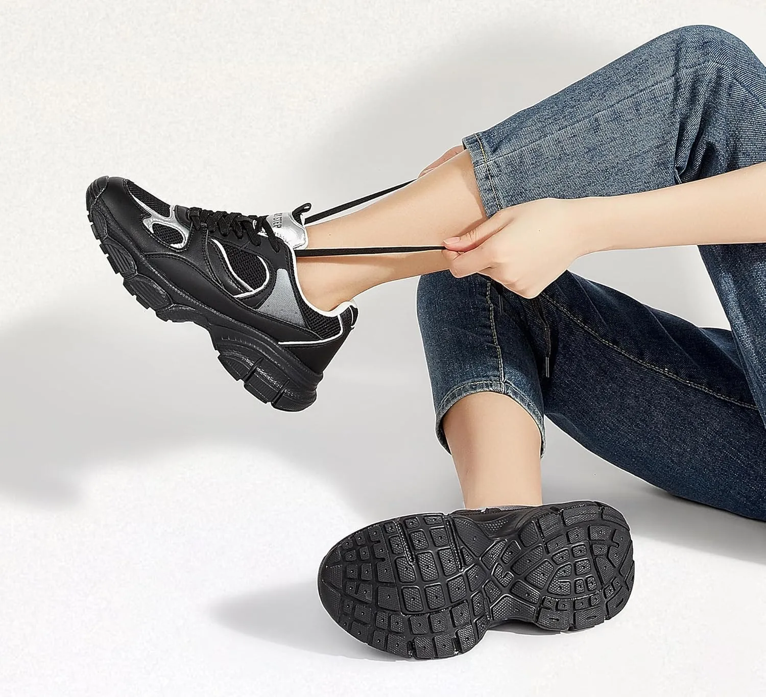 LUCKY STEP Women's Running Shoe Platform Chunky Walking Sneakers Breathable Mesh Comfy Lightweight Fashion Casual Tennis Dad Shoes