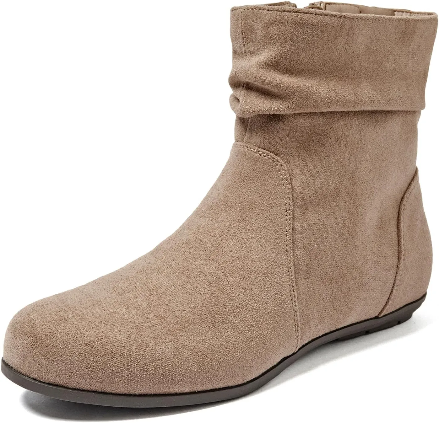 Luoika Women's Wide Width Ankle Boots - Black Brown Short Boots Block Low Heel Side Zipper Booties.