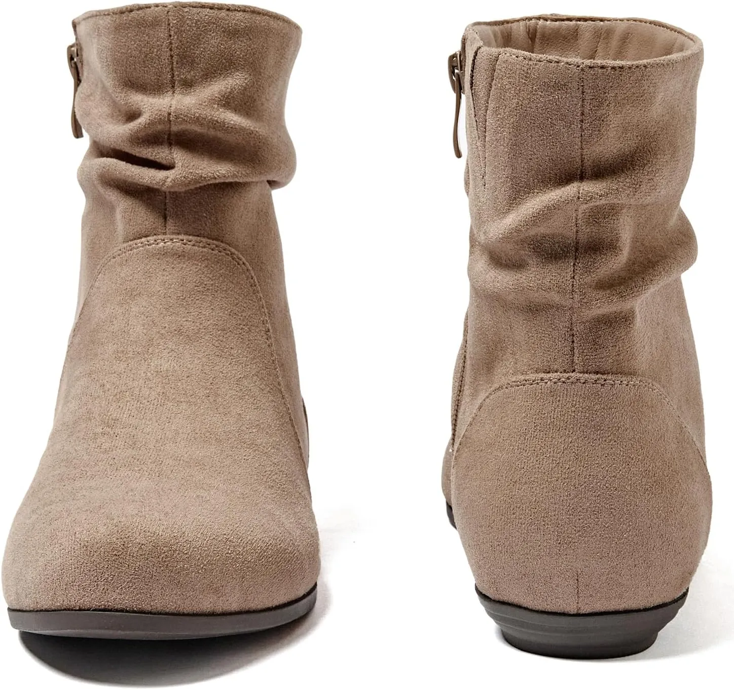 Luoika Women's Wide Width Ankle Boots - Black Brown Short Boots Block Low Heel Side Zipper Booties.