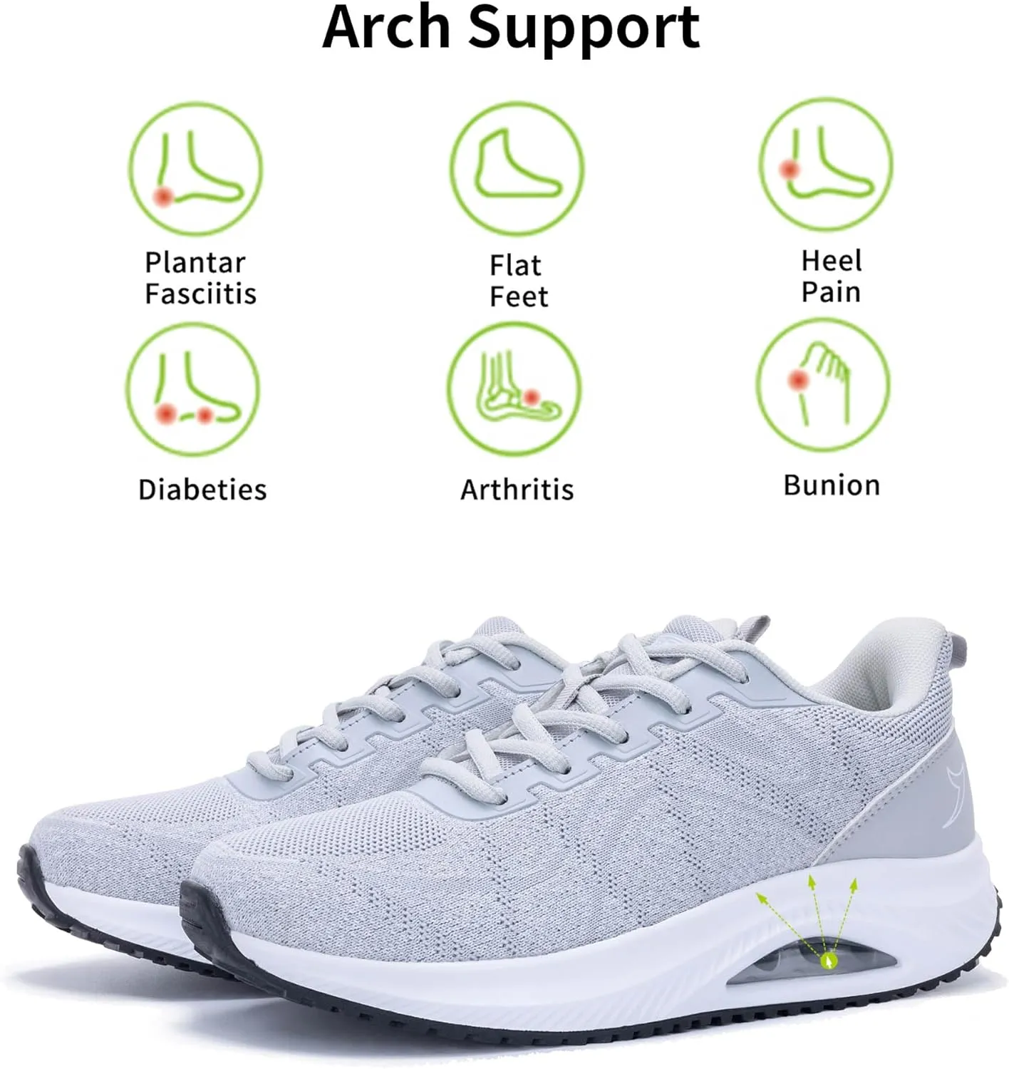 MAFEKE Womens Walking Shoes with Arch Support, Air Tennis Orthotic Fashion Sneakers for Plantar Fasciitis Pain Relief Size 5.5-11