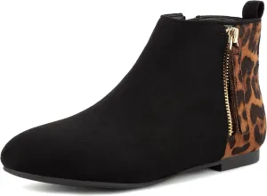 MaxMuxun Women's Ankle Boots Flat Low Heel Zipper/Chelsea Booties Winter Fall Fashion Boots