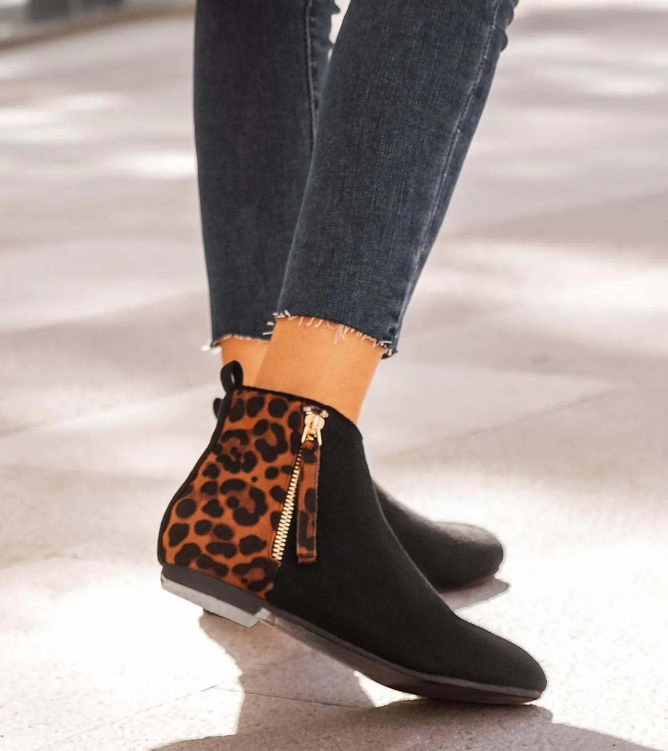 MaxMuxun Women's Ankle Boots Flat Low Heel Zipper/Chelsea Booties Winter Fall Fashion Boots