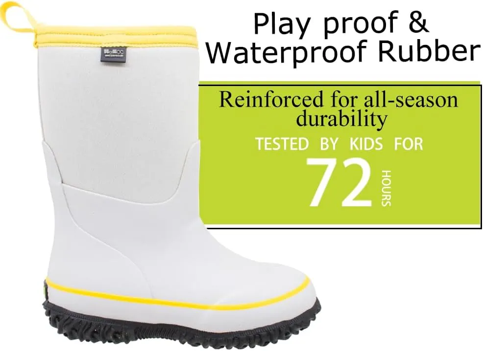 MCIKCC Kids Waterproof Rain Boots,High Snow Boots for Toddler Boys Girls,Textile Rubber Sole