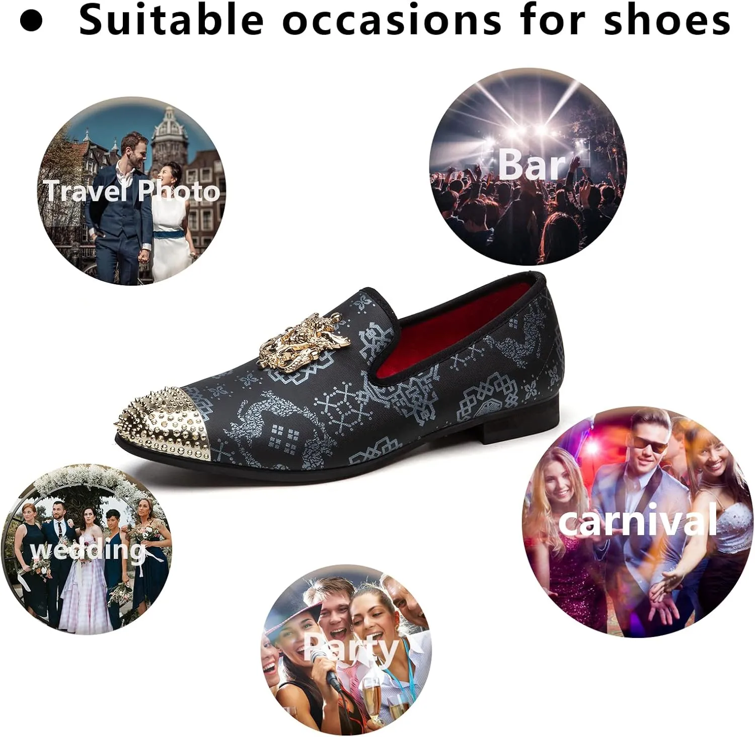 Meijiana Mens Velvet Loafers Dress Shoes with Metal Embellishments Party Luxury Loafer Shoes