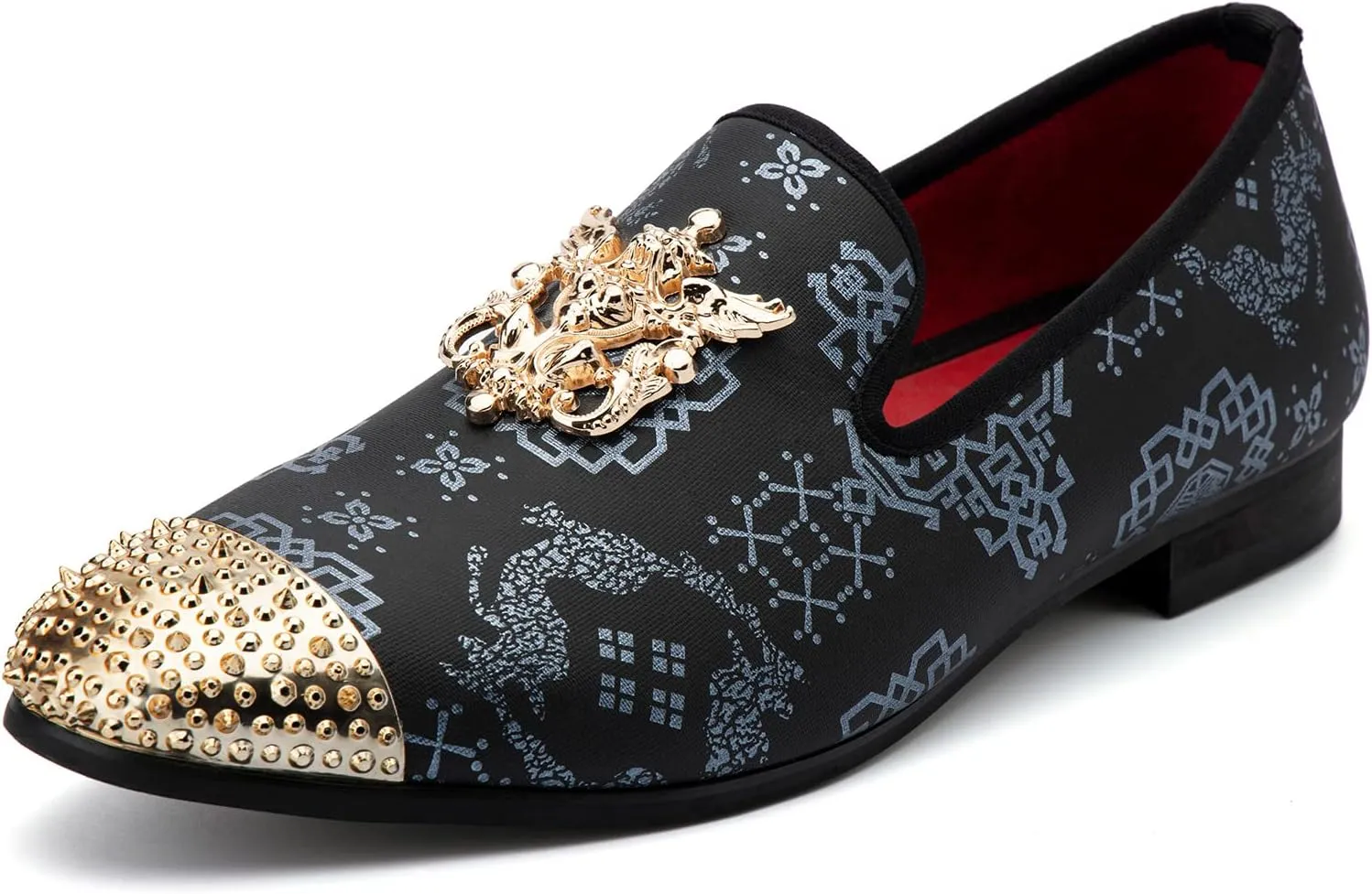 Meijiana Mens Velvet Loafers Dress Shoes with Metal Embellishments Party Luxury Loafer Shoes