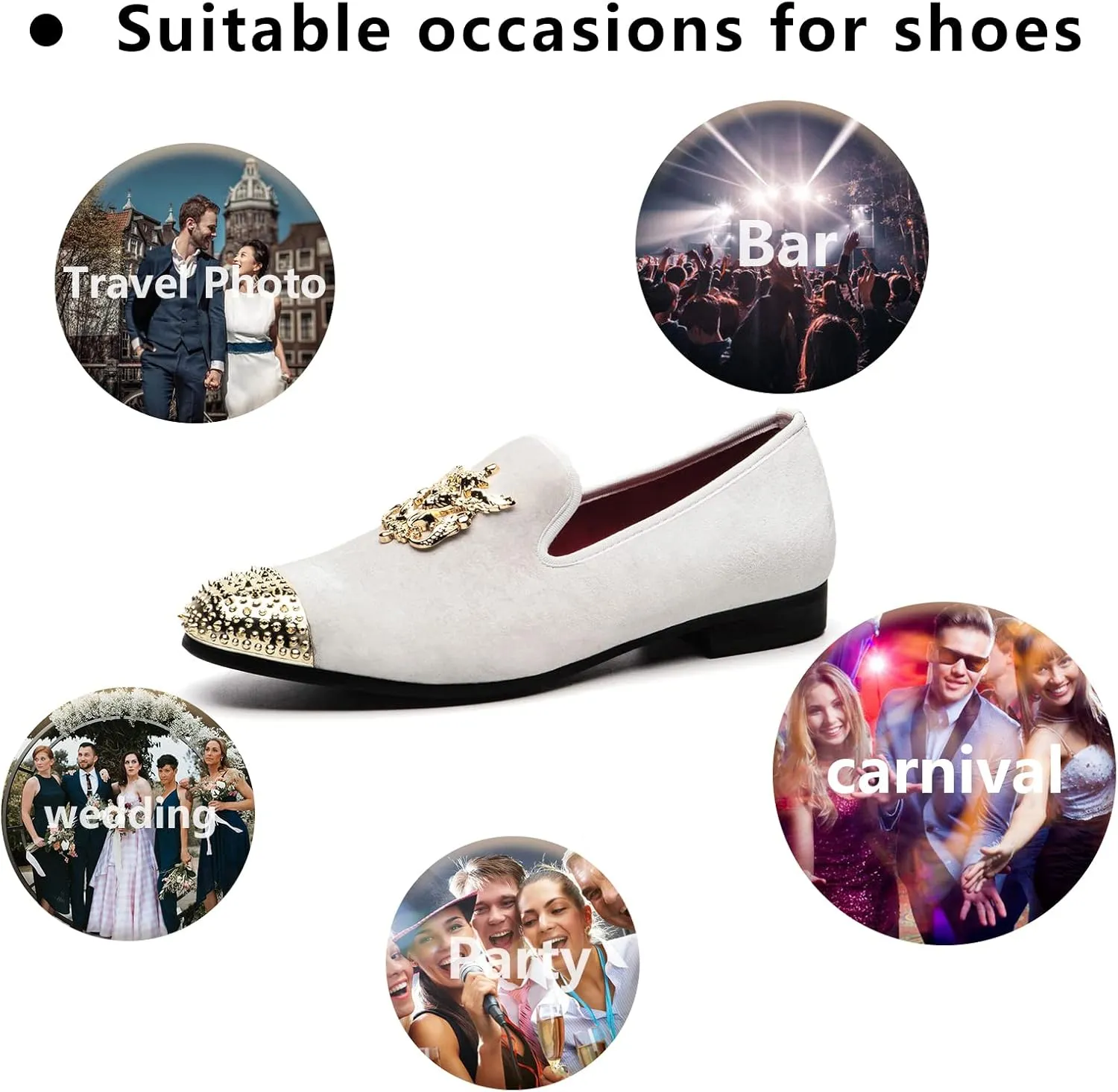 Meijiana Mens Velvet Loafers Dress Shoes with Metal Embellishments Party Luxury Loafer Shoes