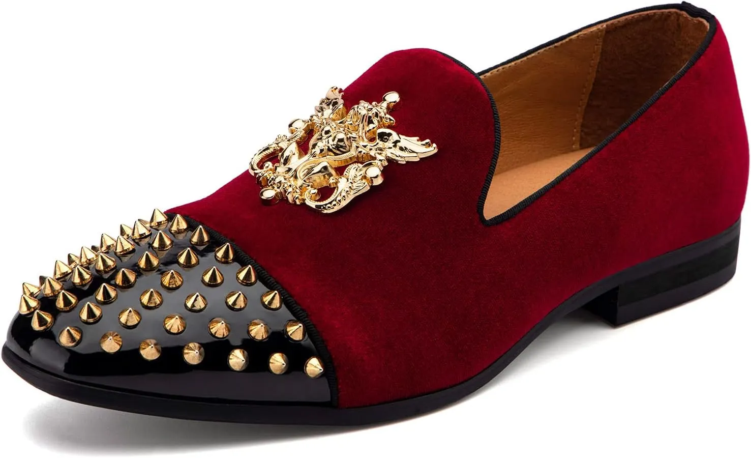 Meijiana Mens Velvet Loafers Dress Shoes with Metal Embellishments Party Luxury Loafer Shoes