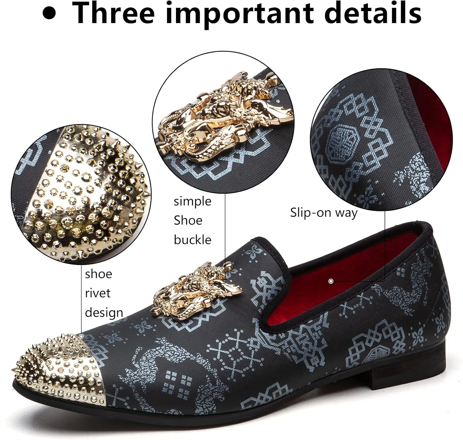 Meijiana Mens Velvet Loafers Dress Shoes with Metal Embellishments Party Luxury Loafer Shoes