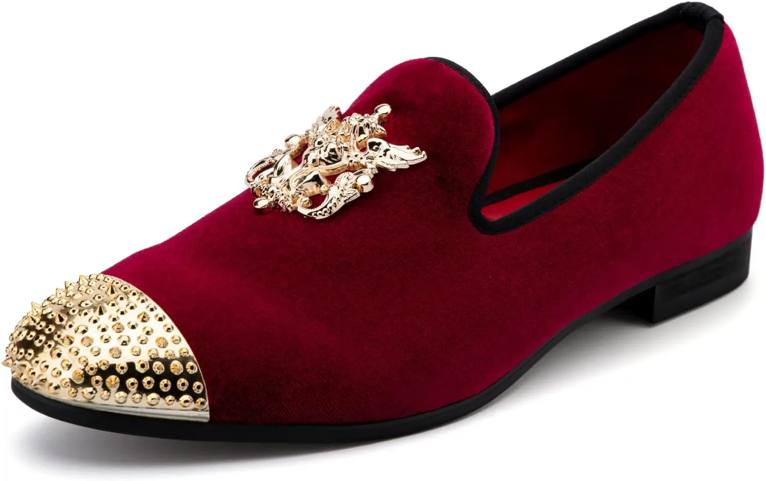 Meijiana Mens Velvet Loafers Dress Shoes with Metal Embellishments Party Luxury Loafer Shoes