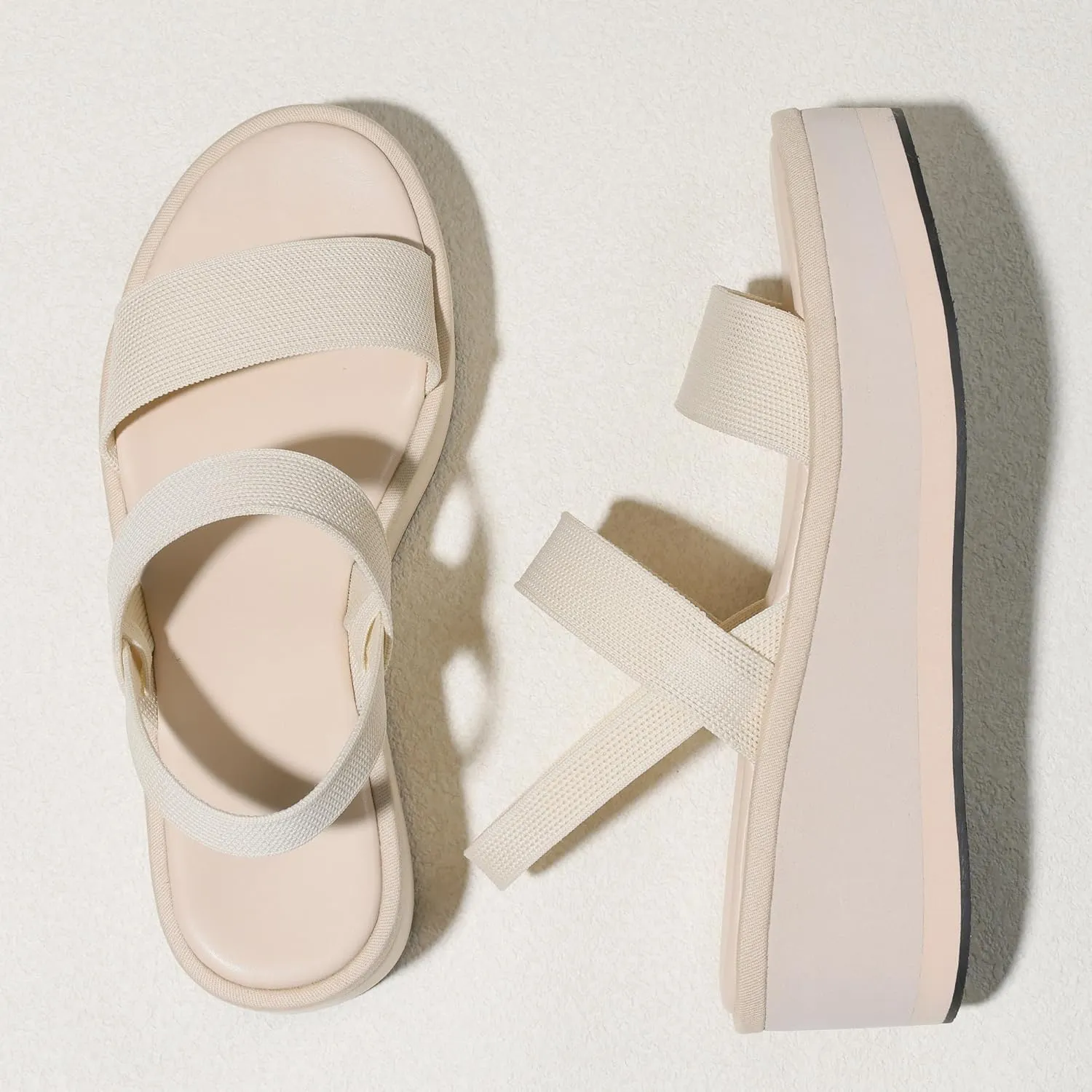 MeiLuSi Women's Platform Wedges Sandals Comfortable Walking Sandals Elastic Strap Comfy Wedges 2025 Spring Summer Casual Shoes Slip On