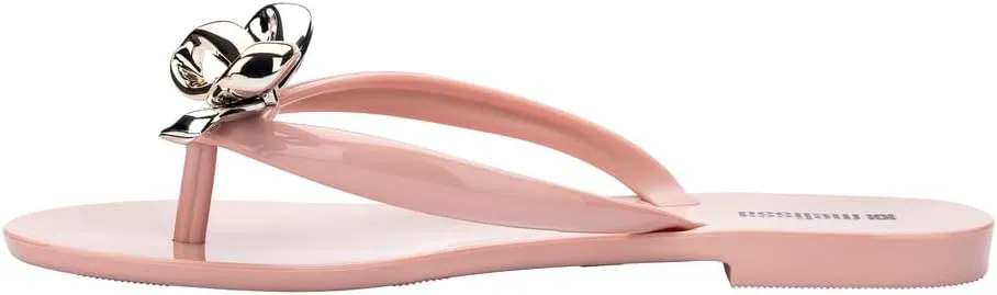 Melissa Harmonic Eclipse Womens Fashion Sandals - Dressy Flip Flops with Metallic Bow - Lightweight PVC, Flexible Design - Summer Sandals for Women, Flat & Flexible