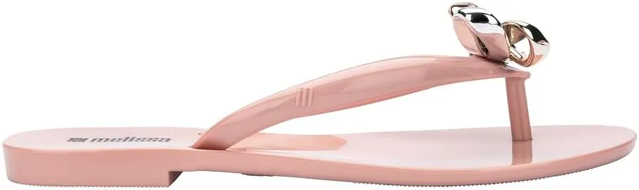Melissa Harmonic Eclipse Womens Fashion Sandals - Dressy Flip Flops with Metallic Bow - Lightweight PVC, Flexible Design - Summer Sandals for Women, Flat & Flexible