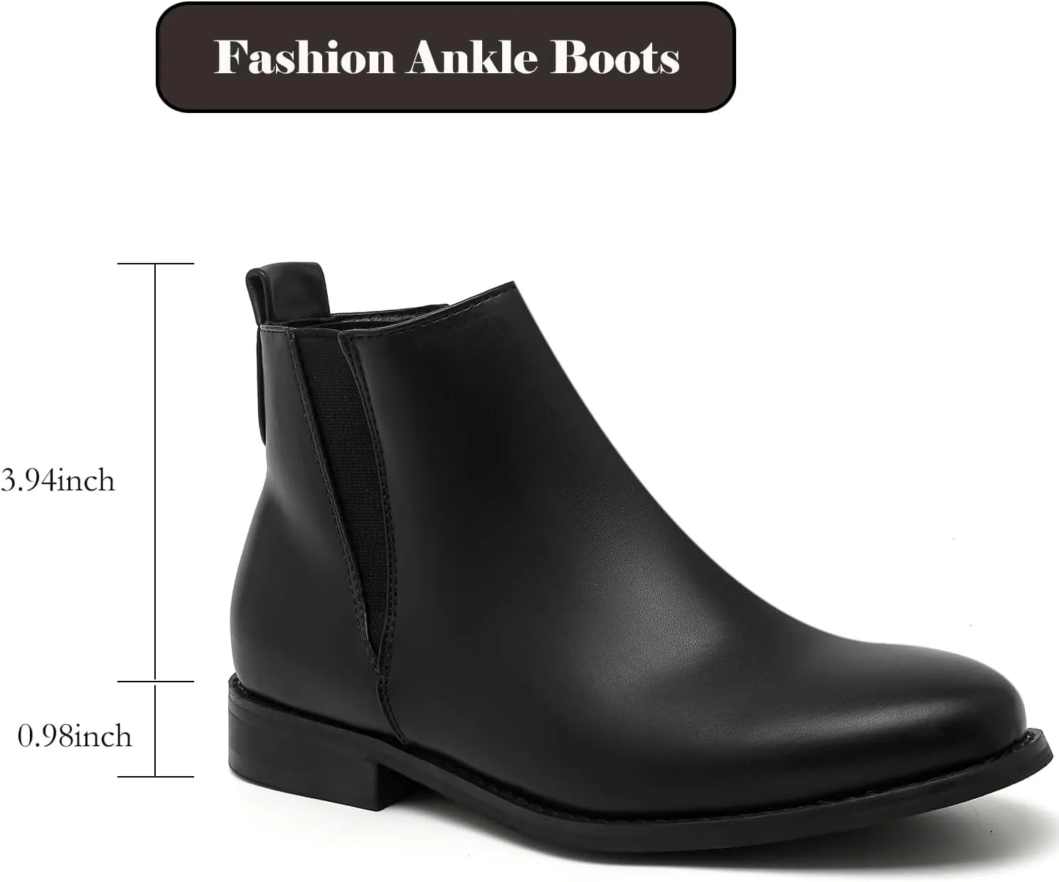 MEMON Womens Black Chelsea Boots,Suede Booties Low Heel,Casual Elastic Ankle Boots,Slip On Dress Boots For Women