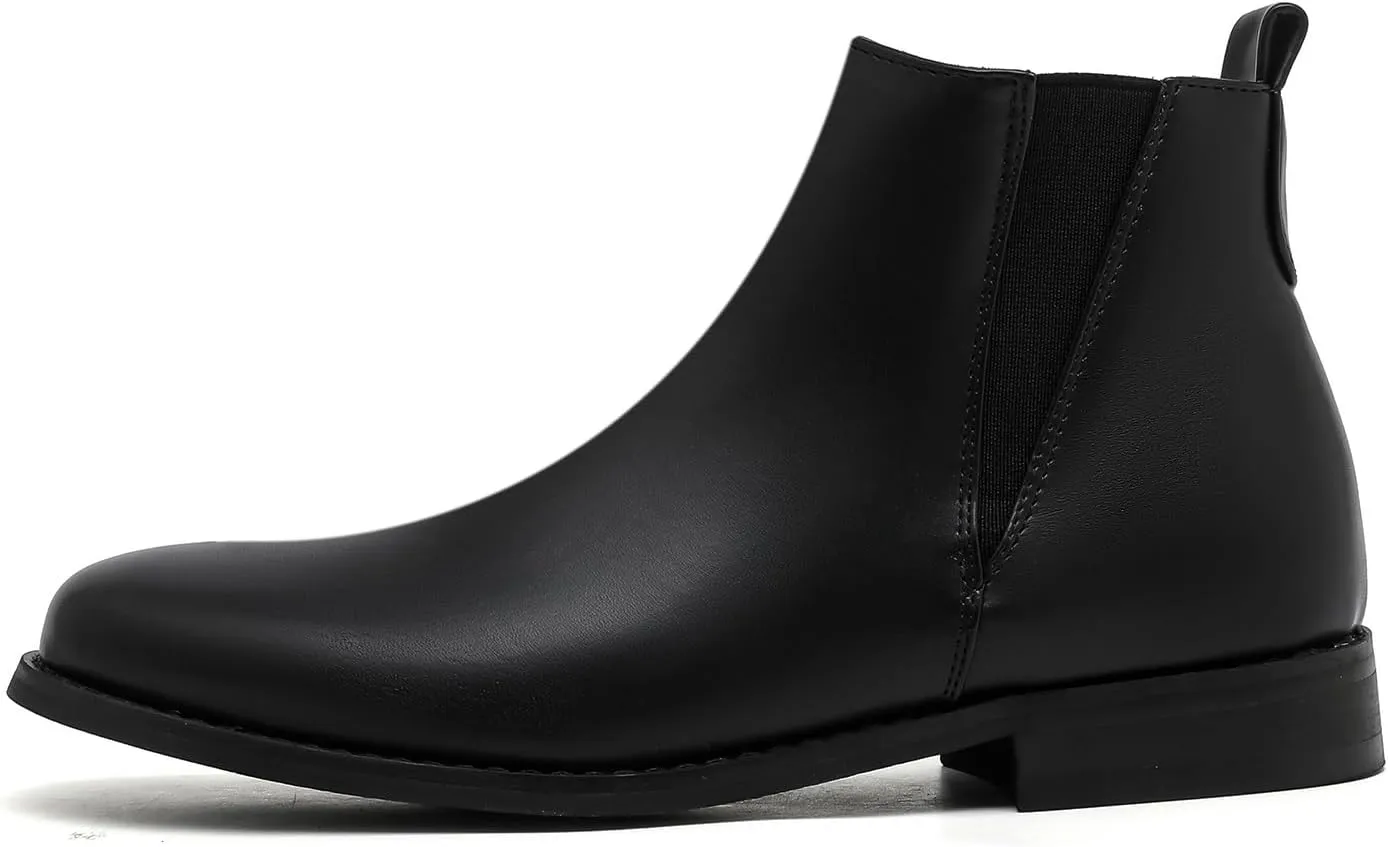 MEMON Womens Black Chelsea Boots,Suede Booties Low Heel,Casual Elastic Ankle Boots,Slip On Dress Boots For Women