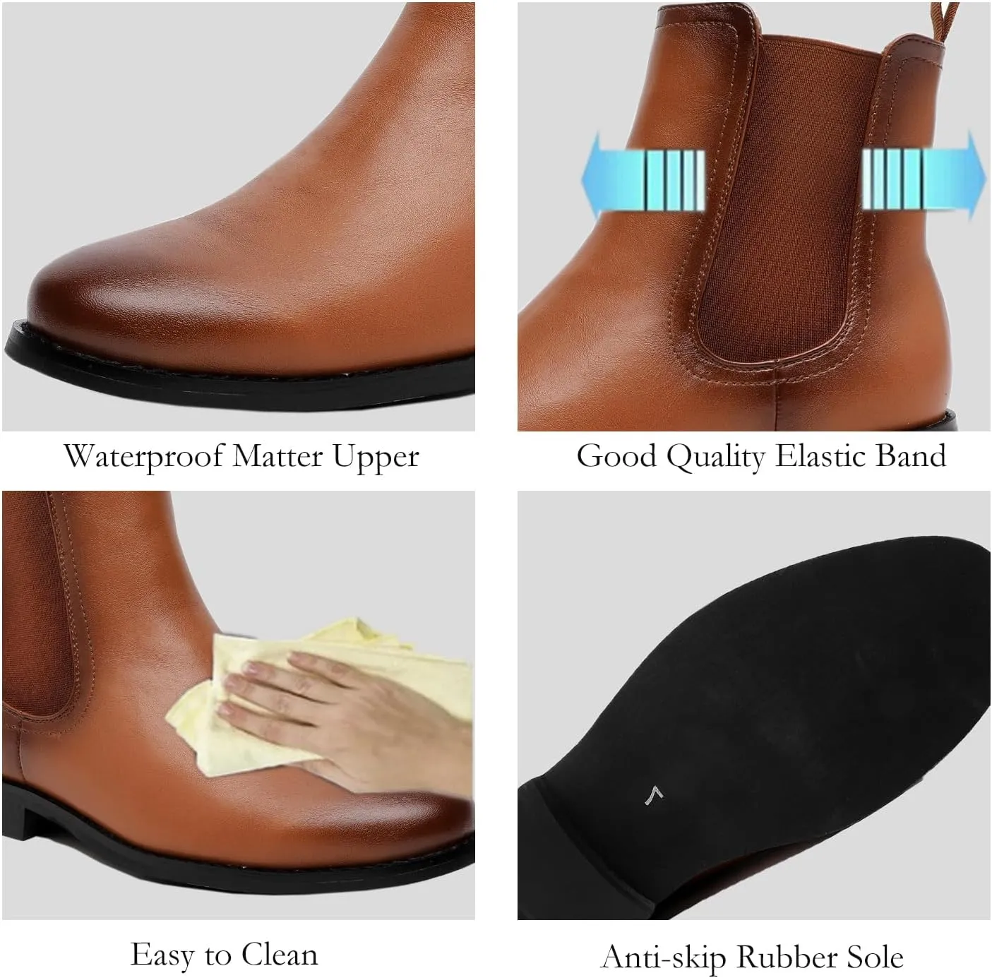 MEMON Women's Chelsea Boots Slip-on Fashion Low Heeled Booties for Women Casual Comfortable Black Ankle Booties Shoes