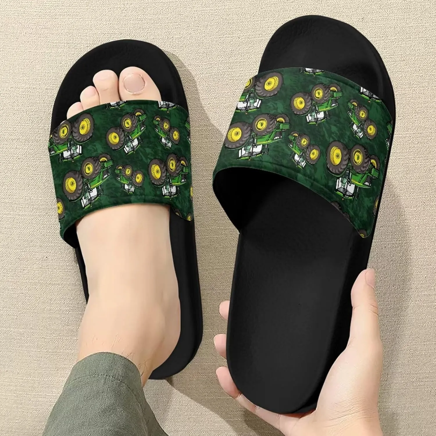 Men House Sandals Summer Non Slip Beach Pool Party Sandals Shoes Lightweight Indoor Outdoor Slipper Black Sole Size 5-14