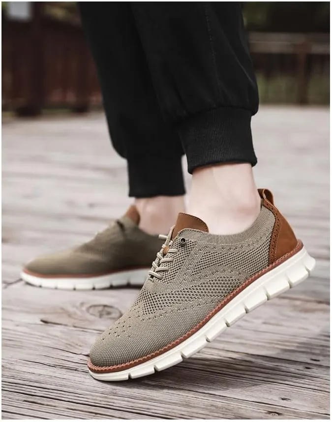 Mens Breeze Oxfords Lace Up Lightweight Comfortable Dress Mesh Sneakers Extra Wide Business Casual Walking Urban