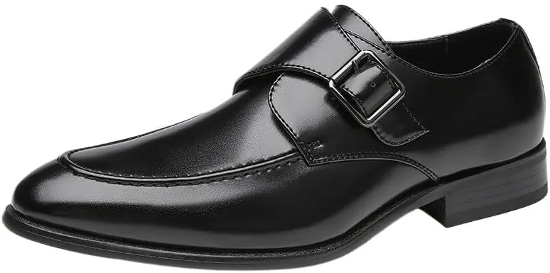 Men's British-Style Buckle Business Leather Shoes Formal Single Shoes Office Professional Low-top Rubber Sole Non-Slip Wear-Resistant