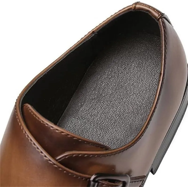 Men's British-Style Buckle Business Leather Shoes Formal Single Shoes Office Professional Low-top Rubber Sole Non-Slip Wear-Resistant