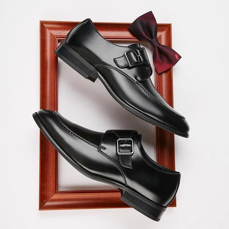 Men's British-Style Buckle Business Leather Shoes Formal Single Shoes Office Professional Low-top Rubber Sole Non-Slip Wear-Resistant
