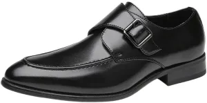 Men's British-Style Buckle Business Leather Shoes Formal Single Shoes Office Professional Low-top Rubber Sole Non-Slip Wear-Resistant