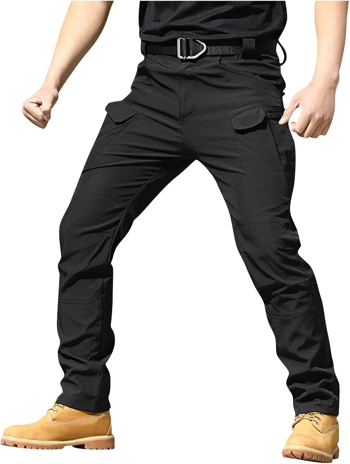 Mens Cargo Pants Water Resistant Relaxed Fit Hiking Work Pants Multi Pockets Ripstop Flex Baggy Camo Tactical Pants