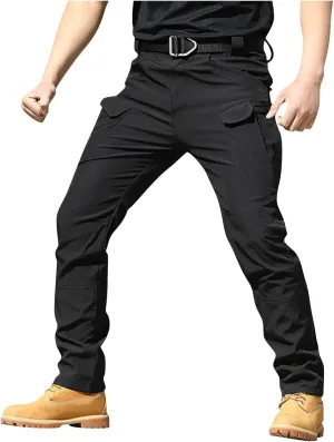Mens Cargo Pants Water Resistant Relaxed Fit Hiking Work Pants Multi Pockets Ripstop Flex Baggy Camo Tactical Pants