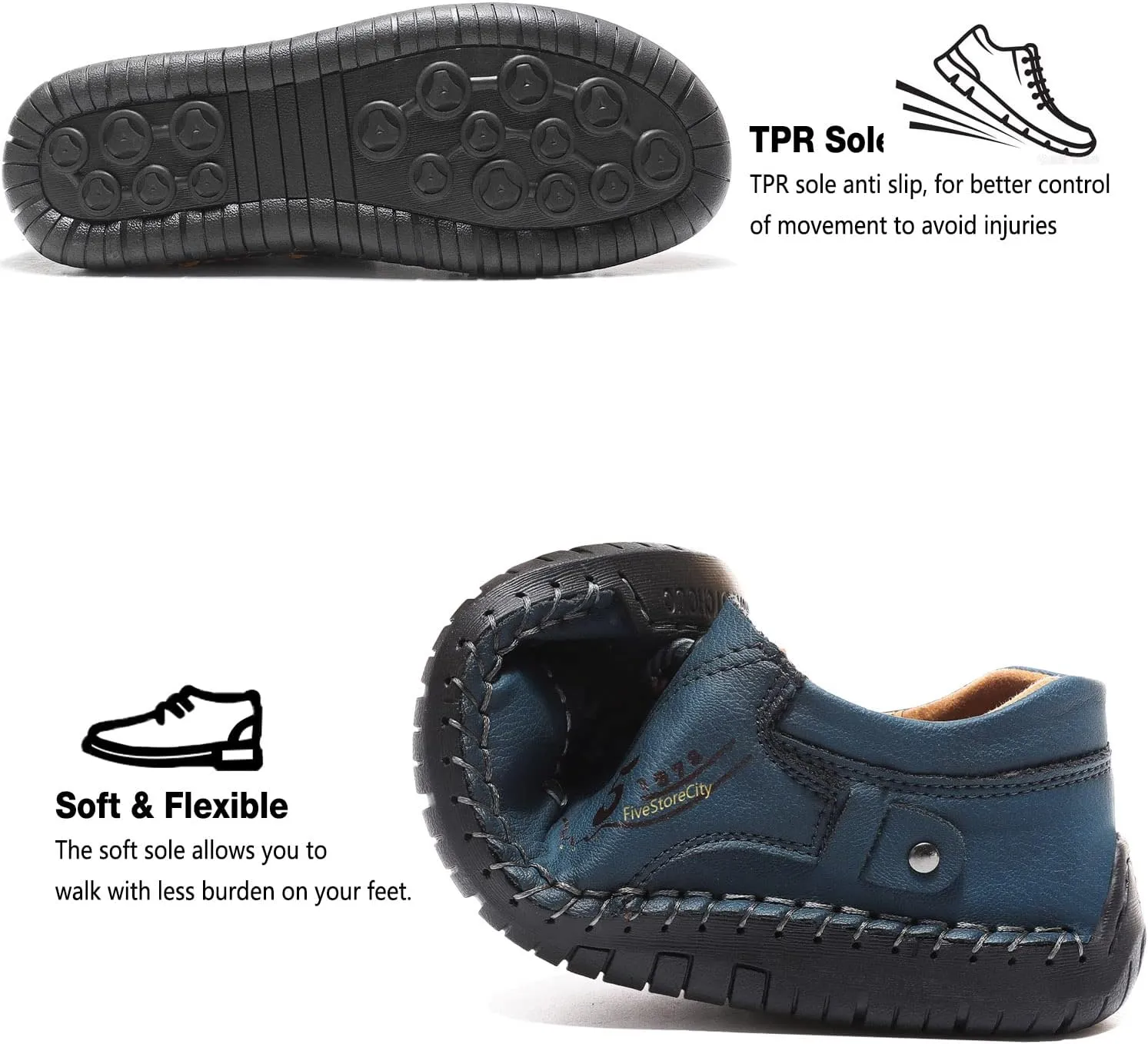 Mens Casual Shoes Summer Breathable Sneakers Loafers Walking Shoes Hand Made Lace-Up Leather Dress Flats Shoes for Driving Business Working Office