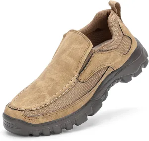 Men's Classic Leather Vintage Hand Sewn Walking Shoes Outdoor Comfortable Non-slip Breathable Driving Loafers