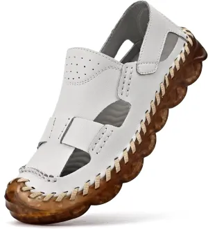 Mens Closed Toe Leather Sandals For Men Breathable Summer Shoes Fisherman Men's Slippers Flip Flops Brown Black Big Size Outdoor Casual Shoe Man Beach Sport Hiking Work Male