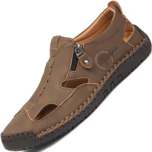 Men's Closed Toe Sandals For Men Leather Dress Mens Hiking Man White Blue Brown Black Size Summer Flip Flops Slippers Shoes Male Shoe Casual