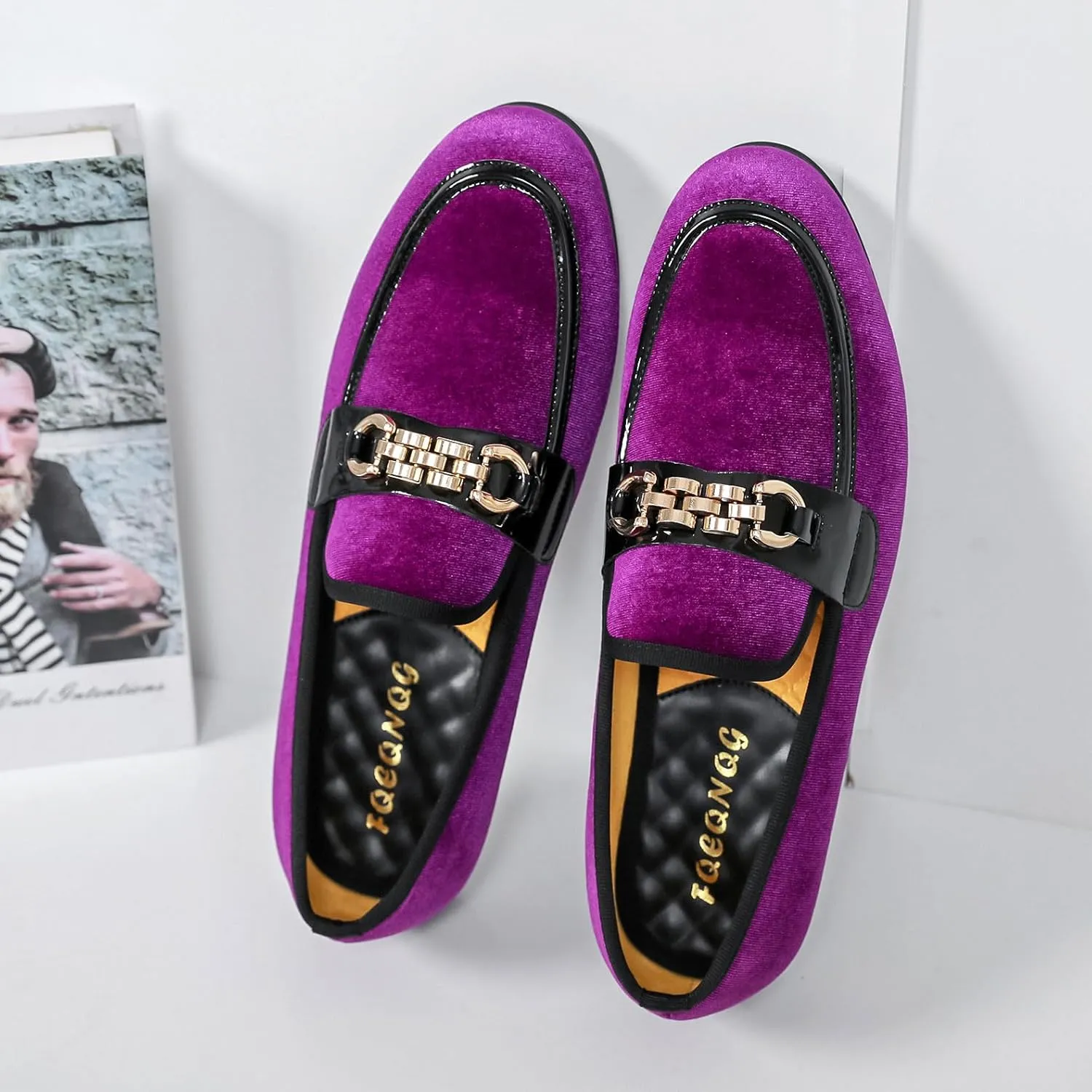 Men's Fashion Formal Velvet Loafers and Wedding Dress Shoes for Men, Penny Slip-On Smoking Luxury Men Casual Shoes