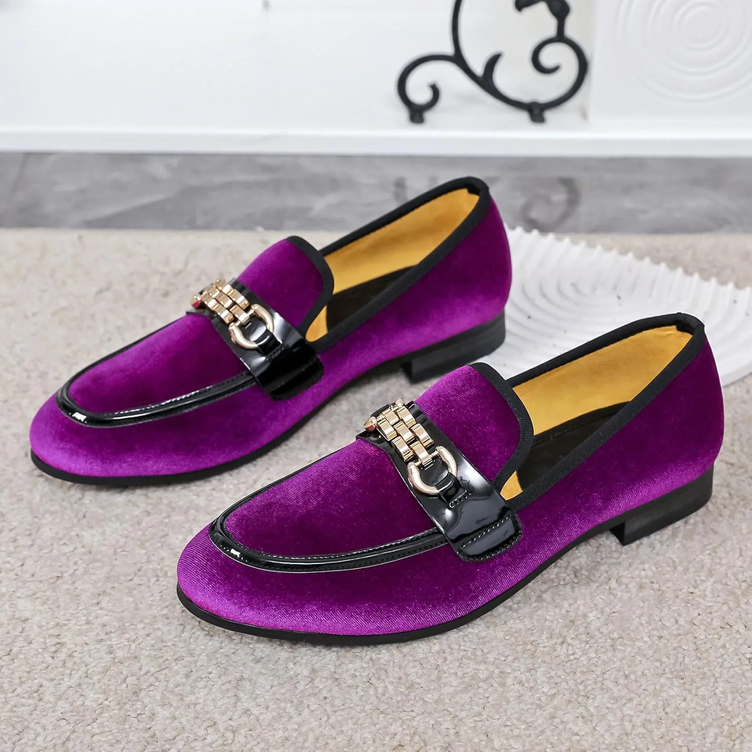 Men's Fashion Formal Velvet Loafers and Wedding Dress Shoes for Men, Penny Slip-On Smoking Luxury Men Casual Shoes