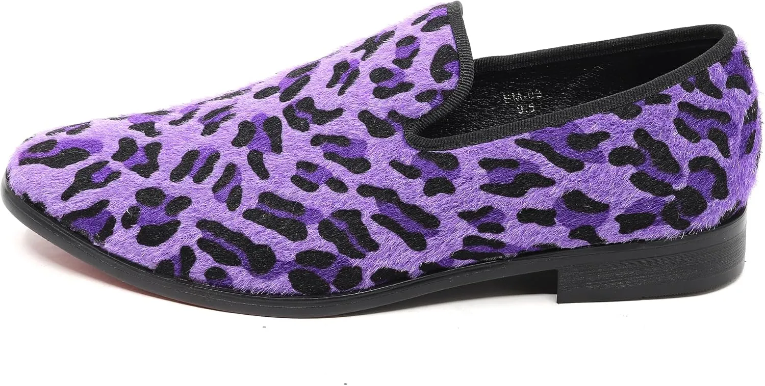 Men's Fashion Leopard Print Smoking Dress Loafers Slip On Shoes SM-03