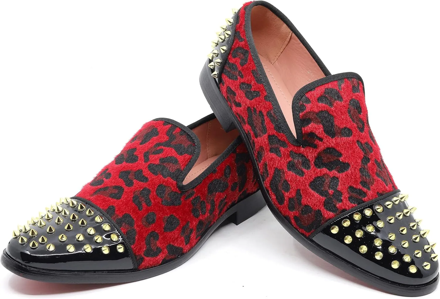 Men's Fashion Leopard Print Smoking Spike Dress Loafers Slip On Shoes SM-59
