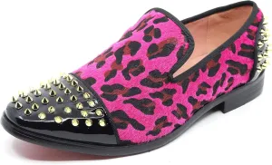 Men's Fashion Leopard Print Smoking Spike Dress Loafers Slip On Shoes SM-59