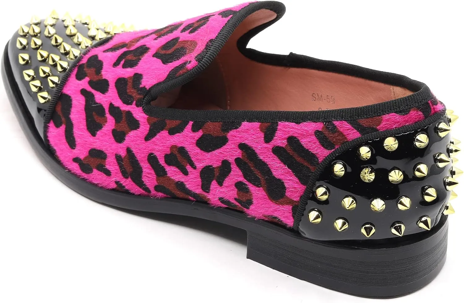Men's Fashion Leopard Print Smoking Spike Dress Loafers Slip On Shoes SM-59