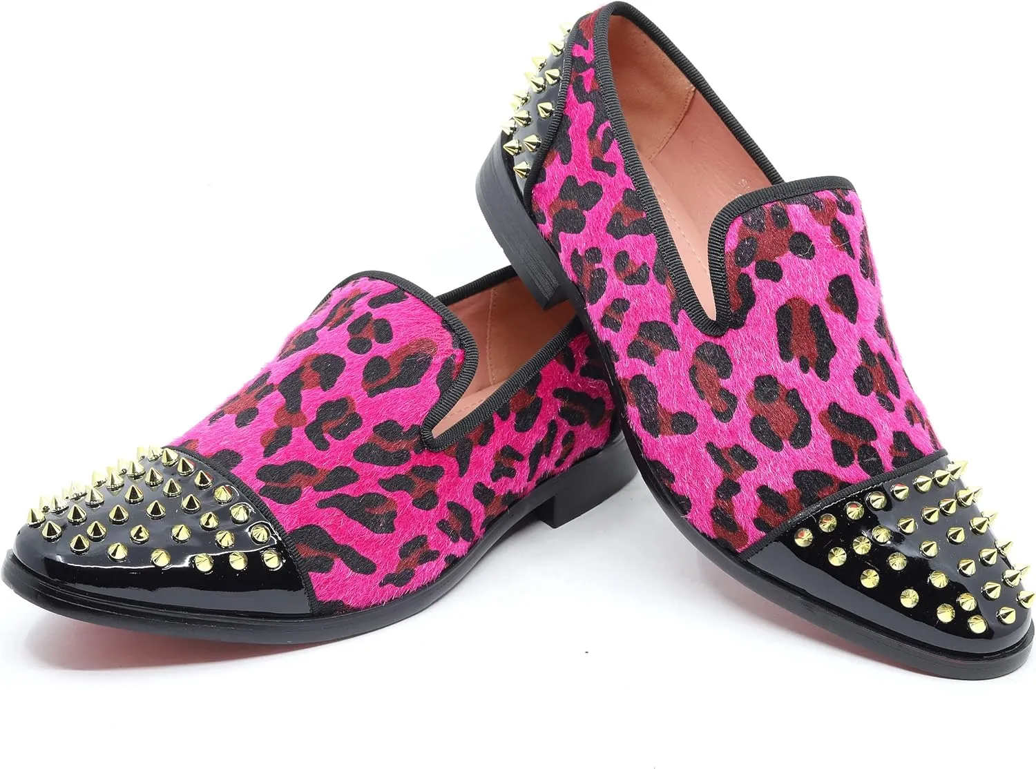 Men's Fashion Leopard Print Smoking Spike Dress Loafers Slip On Shoes SM-59