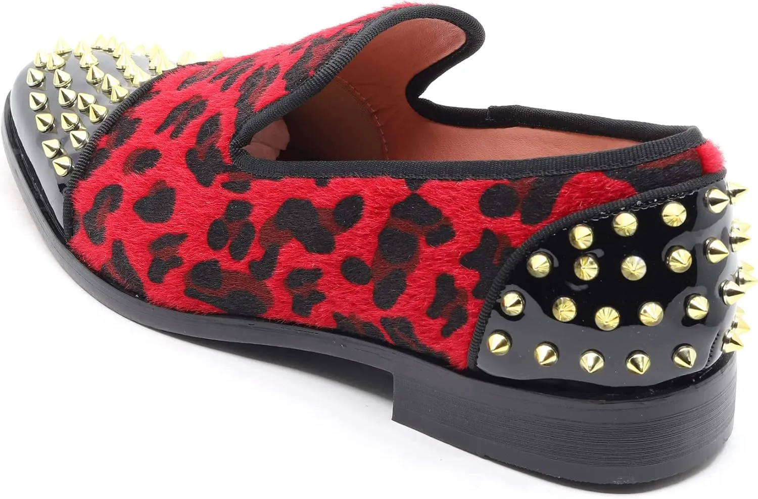 Men's Fashion Leopard Print Smoking Spike Dress Loafers Slip On Shoes SM-59