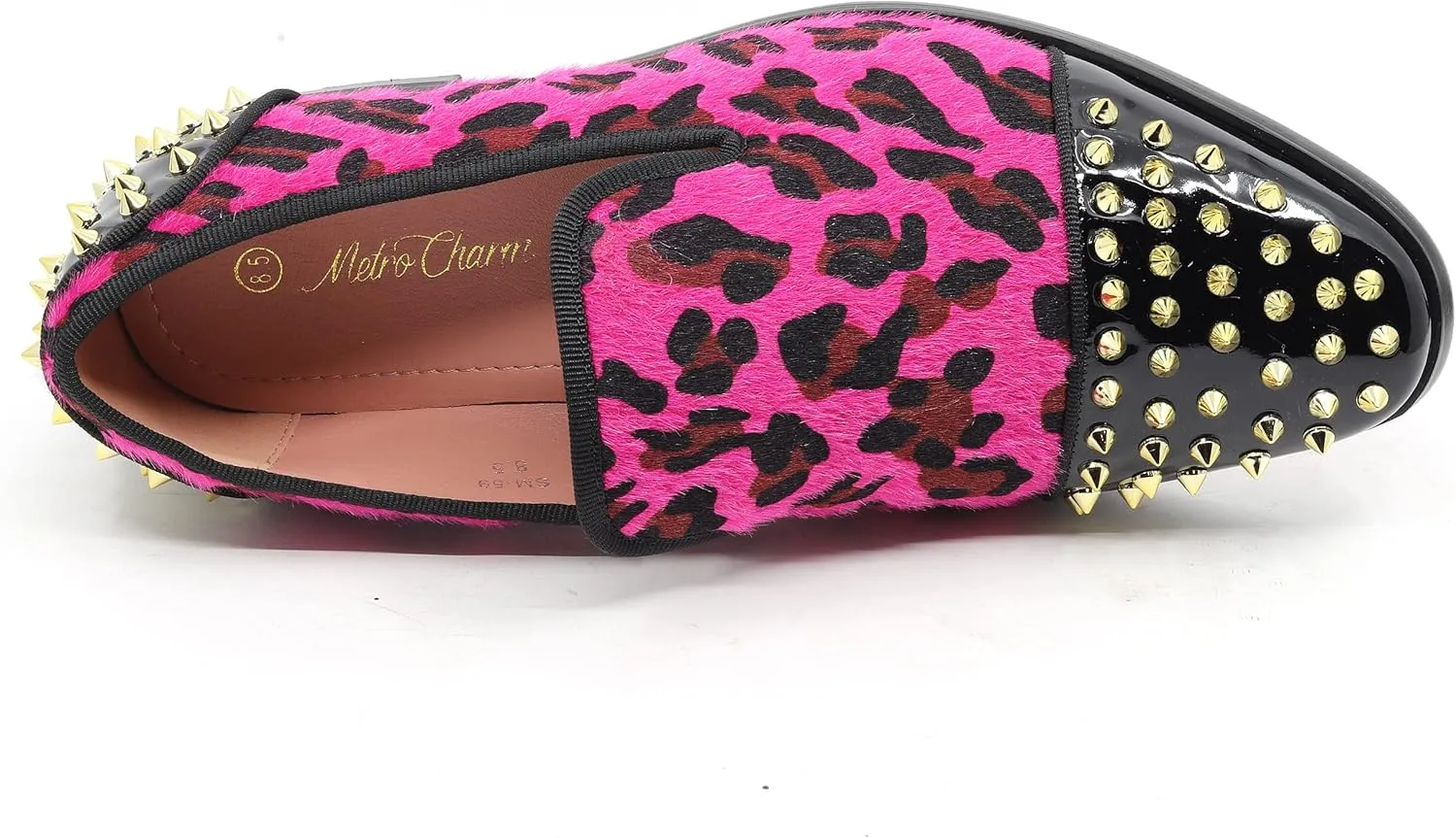 Men's Fashion Leopard Print Smoking Spike Dress Loafers Slip On Shoes SM-59