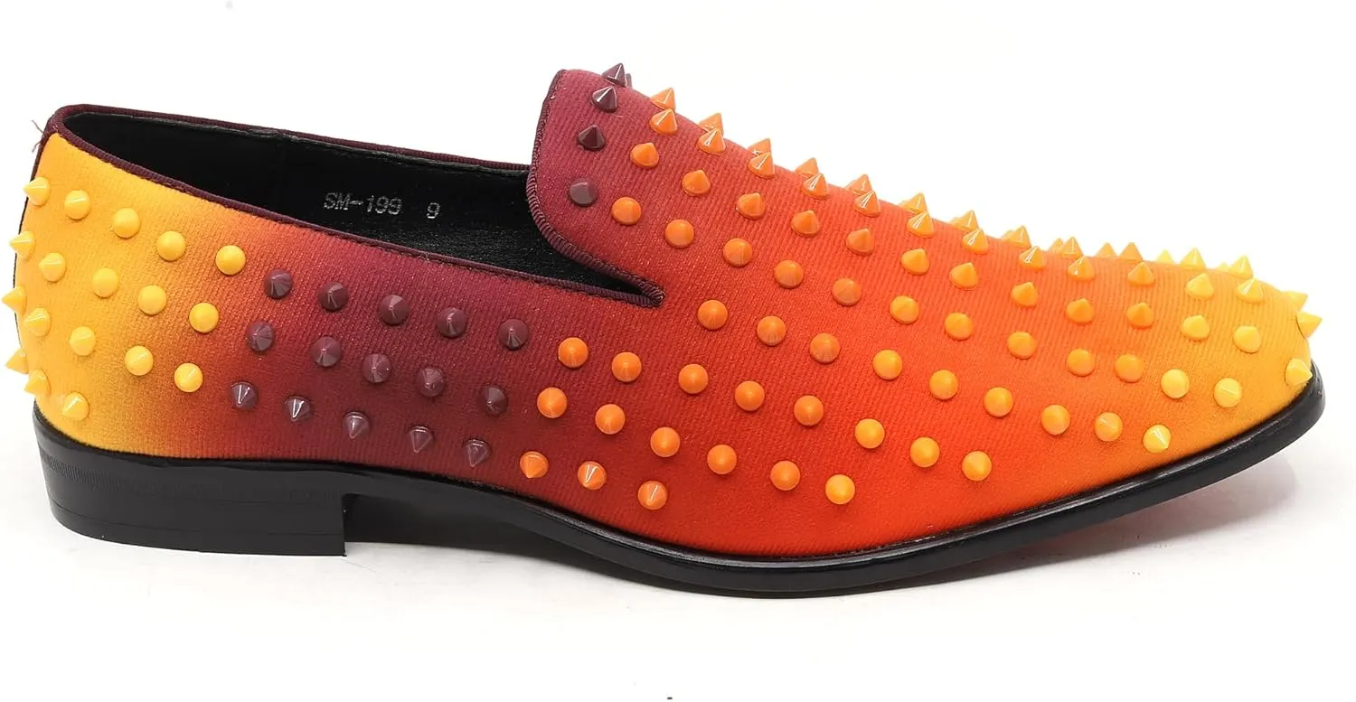Men's Fashion Smoking Gradient Spike Dress Tuxedo Loafers Slip On Shoes SM-199