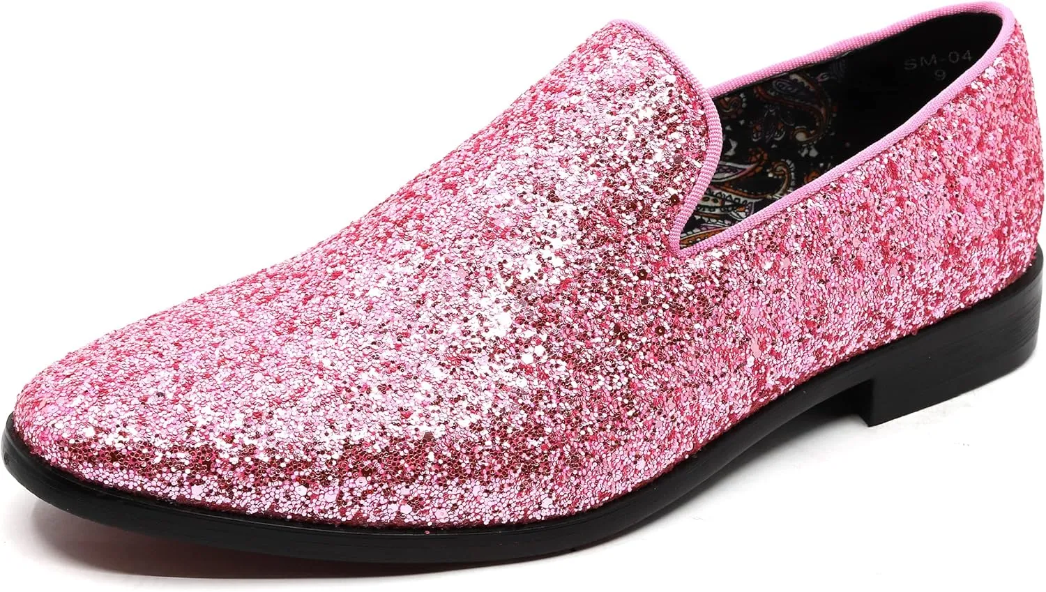 Men's Fashion Smoking Sparkly Glitter Sequin Dress Tuxedo Loafers Slip On Shoes SM-04
