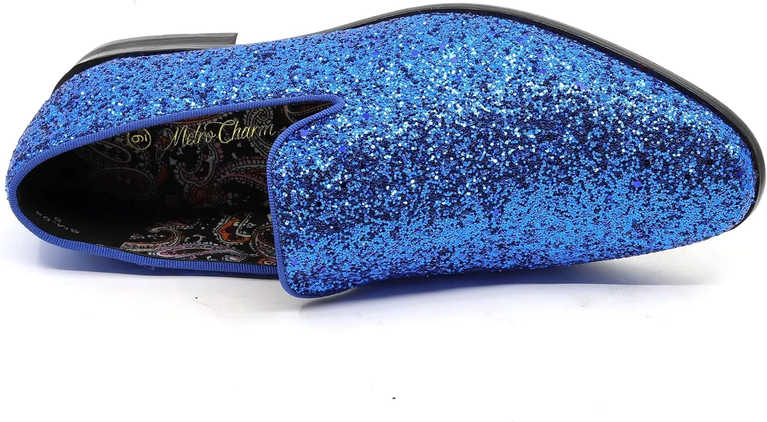 Men's Fashion Smoking Sparkly Glitter Sequin Dress Tuxedo Loafers Slip On Shoes SM-04