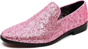Men's Fashion Smoking Sparkly Glitter Sequin Dress Tuxedo Loafers Slip On Shoes SM-04