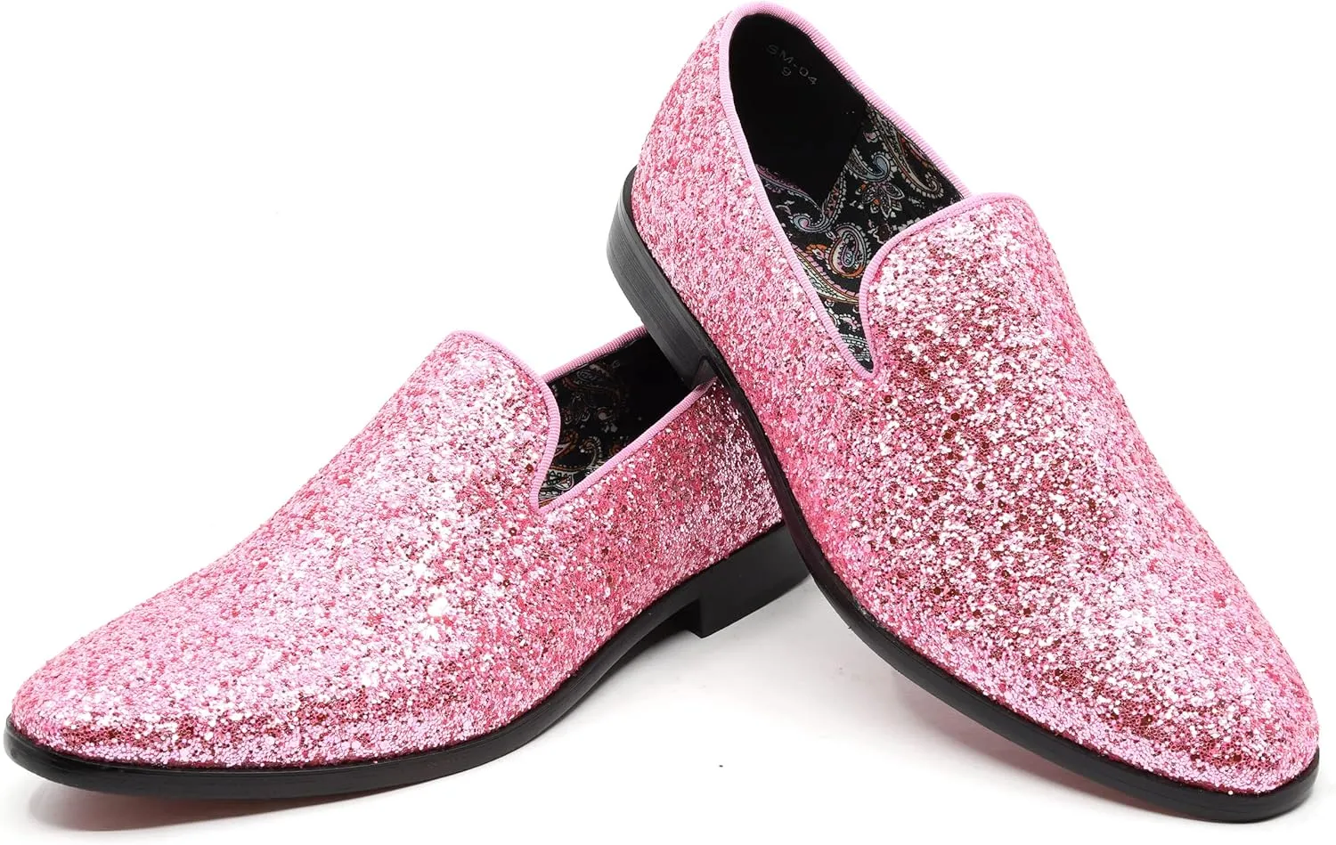 Men's Fashion Smoking Sparkly Glitter Sequin Dress Tuxedo Loafers Slip On Shoes SM-04