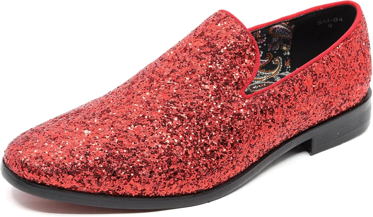 Men's Fashion Smoking Sparkly Glitter Sequin Dress Tuxedo Loafers Slip On Shoes SM-04