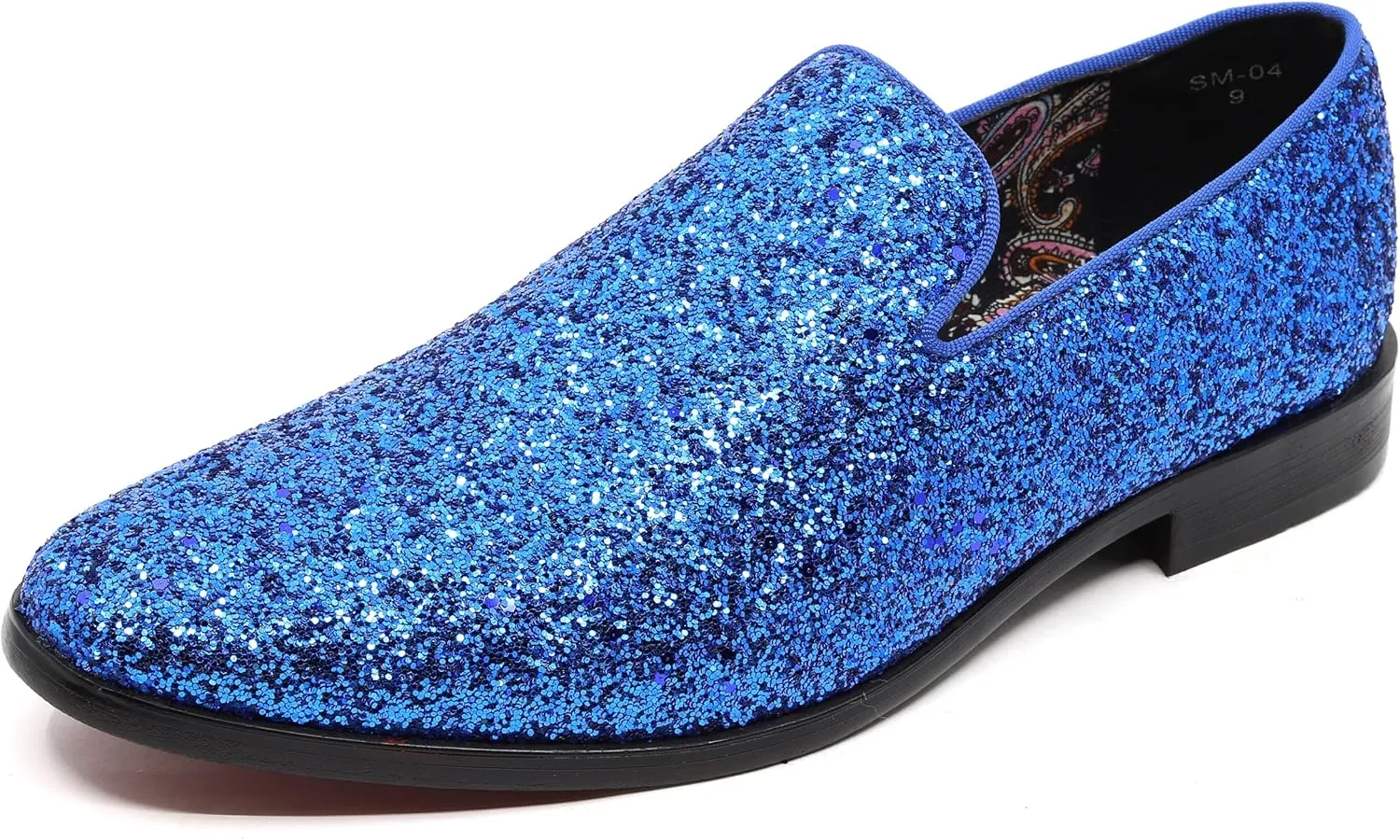 Men's Fashion Smoking Sparkly Glitter Sequin Dress Tuxedo Loafers Slip On Shoes SM-04